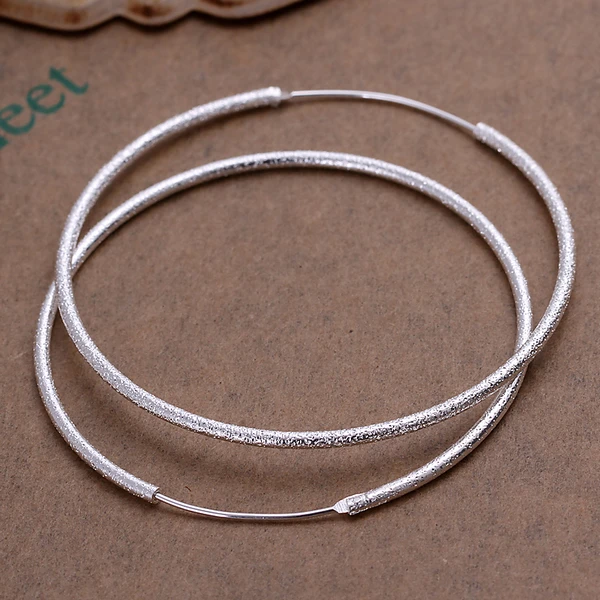Настоящие! Серебро 925 стерлингового серебра песочное кольцо большие серьги диаметр 4 см/50 мм подходит для девушек