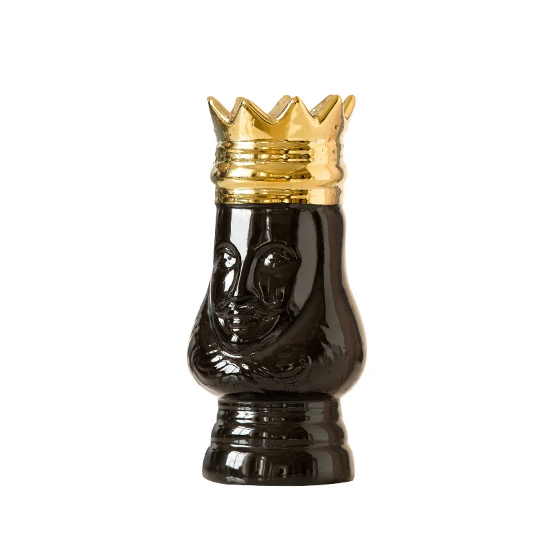 King and Queen Tabletop Vase Gold Golden Crown Light Luxury Decorative Flower Pot Flower Arrangement Bottle Art Ceramic Craft