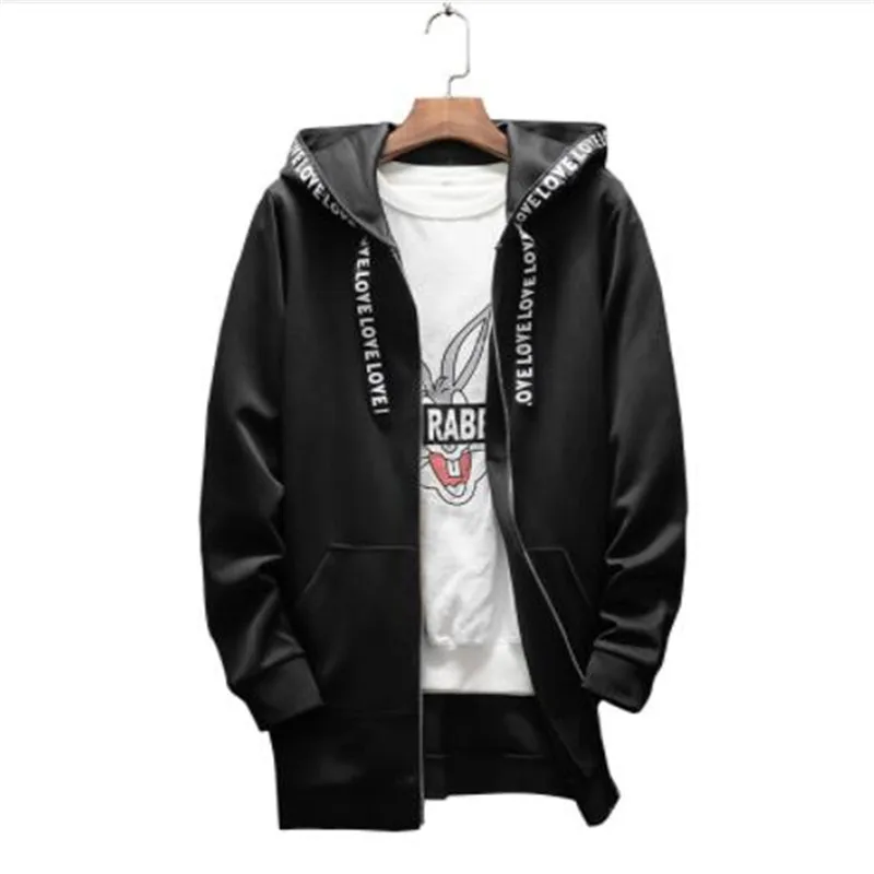 Autumn thin trench coat men medium-long with a hood outerwear zipper Placket Polyester Slim Windbreaker male cloak plus size 5XL
