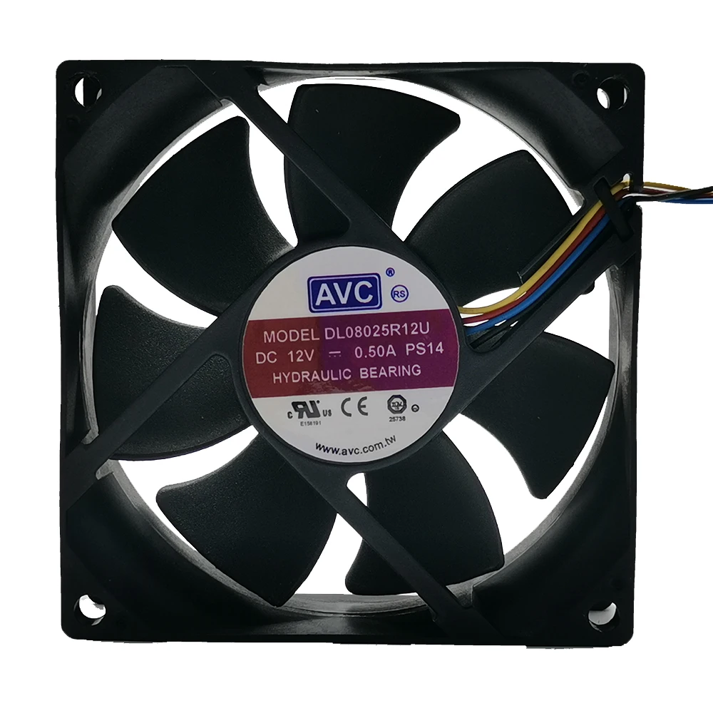 

Brand new original AVC 8025 8cm 12v0.5a large air volume PWM four wire speed regulating CPU fan DL08025R12U