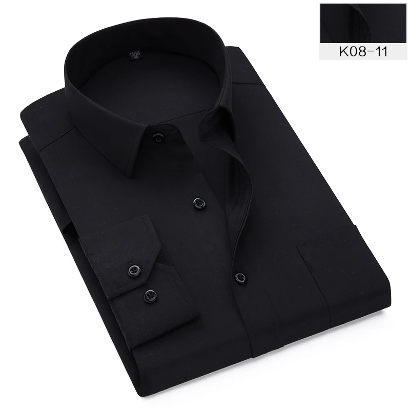 Осенняя и зимняя новая мужская рубашка, 120 кг 6XL 7XL 8XL, деловая повседневная одежда большого размера, рубашка в полоску, тонкая мужская рубашка - Цвет: Черный