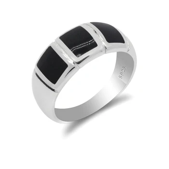 

Black Enamel 925 Sterling Silver Ring For Men Women Middle East Simple Design Turkish Handmade Finger Rings Jewelry Rings