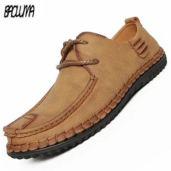 

Classic Autumn Men's Shoes Handmade Leather Men's Casual Shoes Comfortable Breathable Men's Flat Shoes Outdoor Zapatillas Hombre