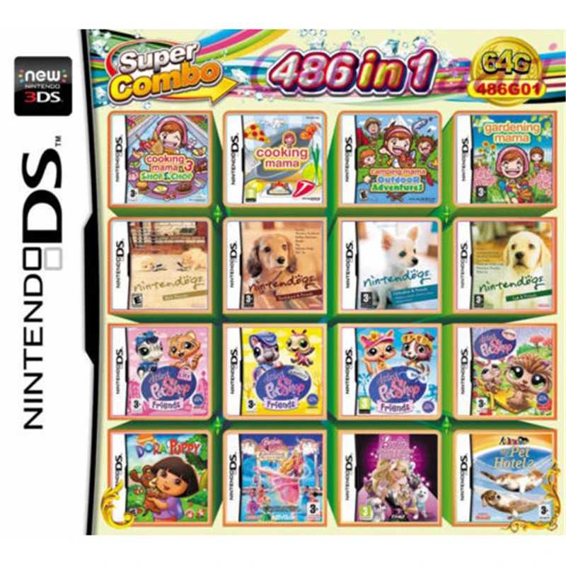 

486 In 1 Games Game Multi Cartridge For Nintendo DS NDS NDSL NDSi 3DS 2DS XL US