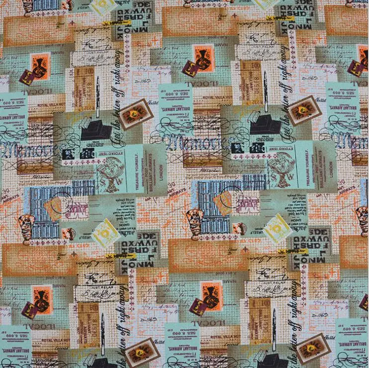 Дневник путешествия напечатанный Чистый хлопок ткань, рюкзак penbag скатерть, скатерть, декоративная ткань, занавес напечатанный холст DIY