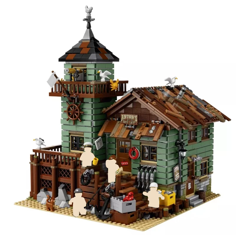 

IDEAS Creator MOC Series Old Fishing Store Set Compatible 21310 Building Blocks Bricks house Toys Kid Christmas gifts
