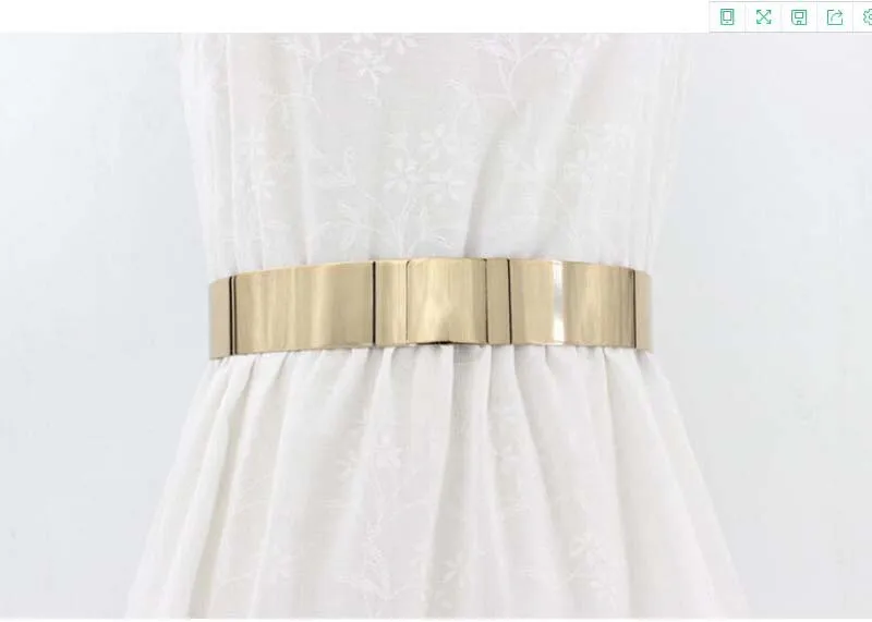 Exquisite Gold Silver Wide Belt Women Glossy Metal Belt Fashion Hollow Out Cummerbunds All-match Waist Chain Clothes Waistband