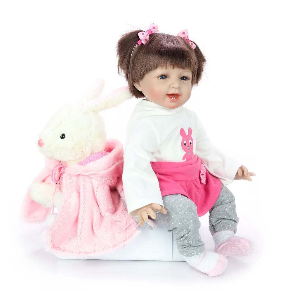 22-дюйма 55 см KEIUMI милая Кукла Reborn Baby, мягкое силиконовое покрытие, Реалистичная игрушка для малышей, улыбающиеся куклы для новорожденных, модные детские подарки