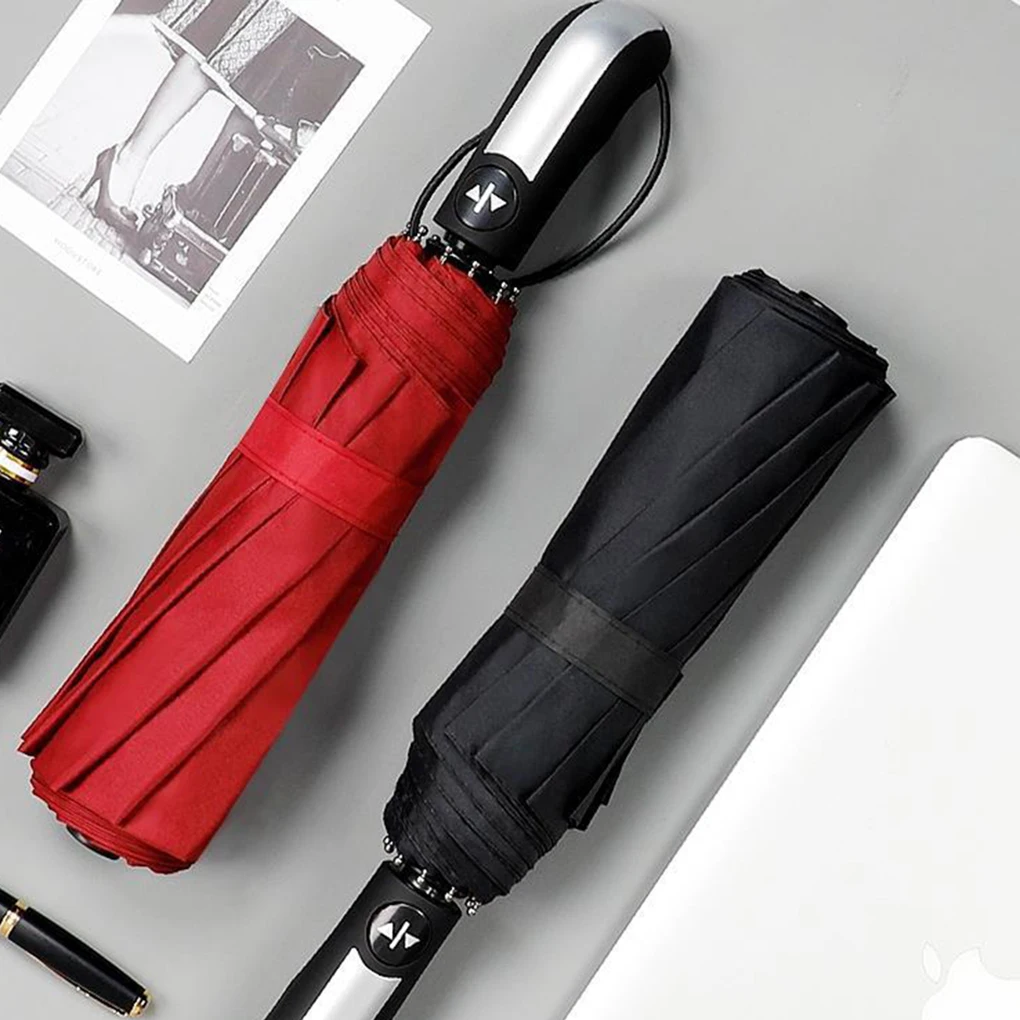 Windproof Travel Sunshade Umbrella Automatic Open Close Sun Protective Folding 10 Ribs Umbrella