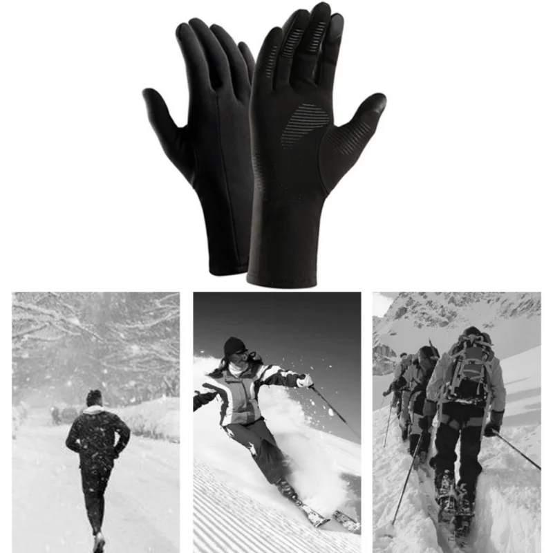 Winter Outdoor Sports Running Glove Warm Touch Screen Gym Fitness Full Finger Gloves For Men Women Gloves Black S-XXL 3