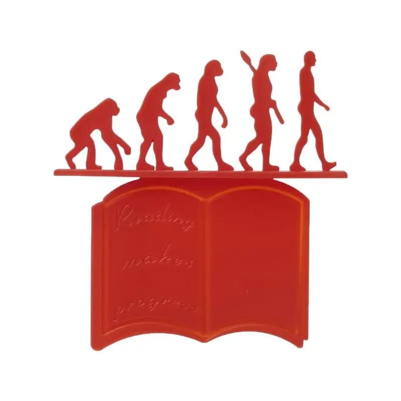 Creative Theory of Evolution Bookmark 3D Silicone Reading Book Holder Stationery - Цвет: Красный