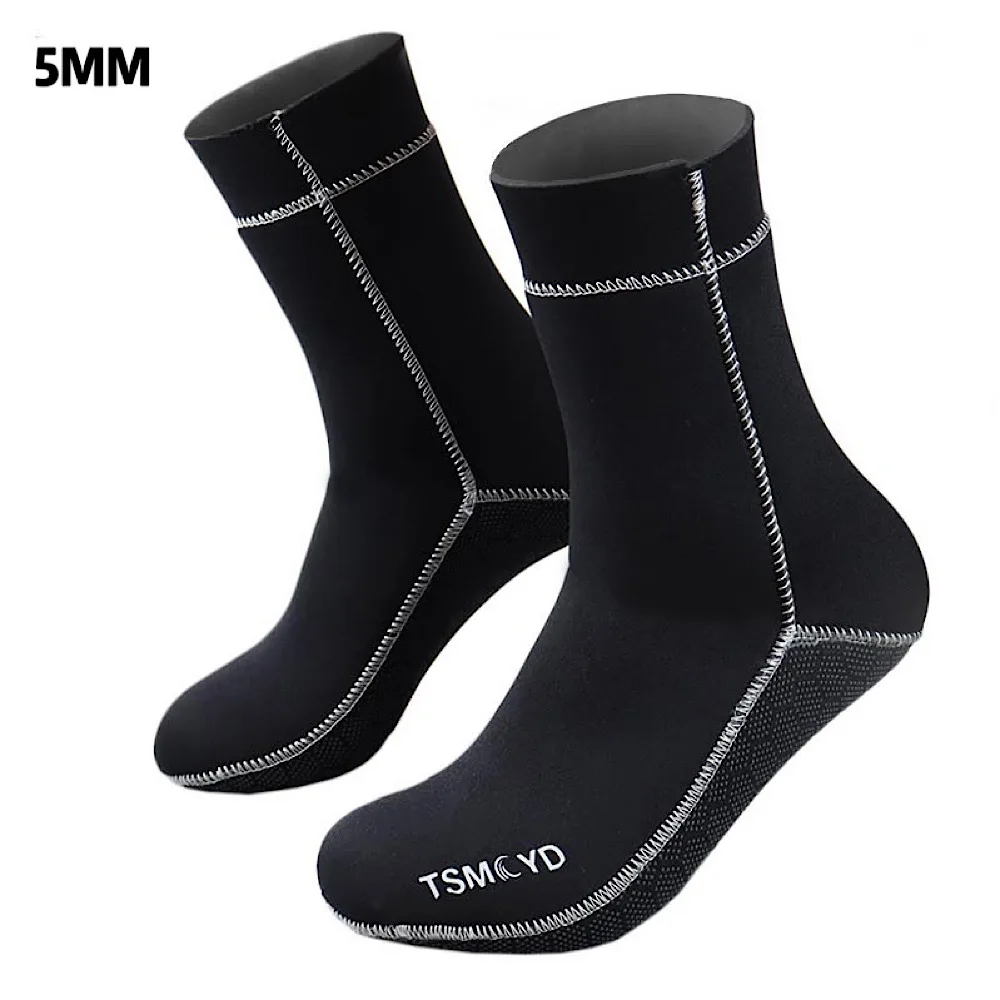 SCR Neoprene Diving Socks 5MM Winter Swimming Keep Warm Scuba Diving Beach Non-slip Men Women Rowing Boat Shoes Flippe Sock thermal socks