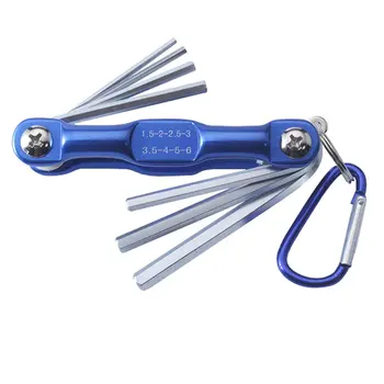 

8Pcs High Quality Portable Folding Key Hex Wrench Set Tamper Proof Metric Inch Plum Hex Driver Folding Wrench Screw Repair Tools