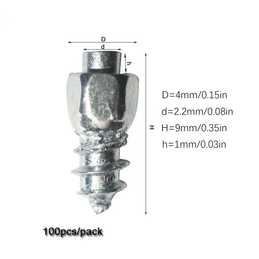 100 шт. штифтовый винт 9 мм+ 1 шт. буровая втулка для автомобиля, внедорожника, квадроцикла, противоскользящий винт, штифтовое колесо, шины для снега, шипы, отделка