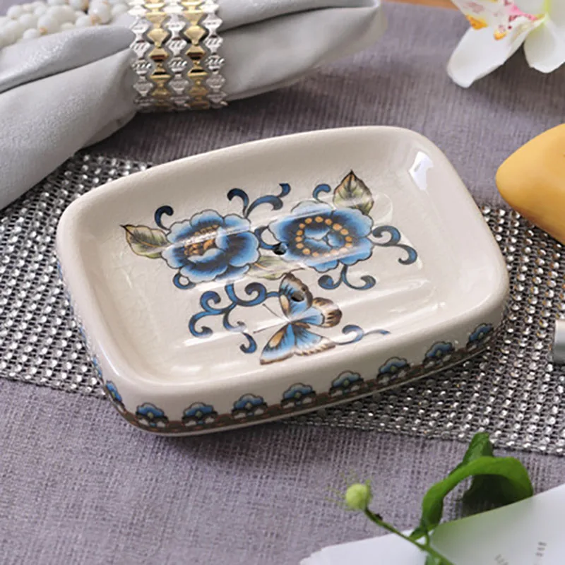 Square flower Ванная комната Домашний керамический ключ мыло мыльница Аксессуары для ванной комнаты мебель для ванной комнаты Туалет мыльница pf101702 - Цвет: Square flower