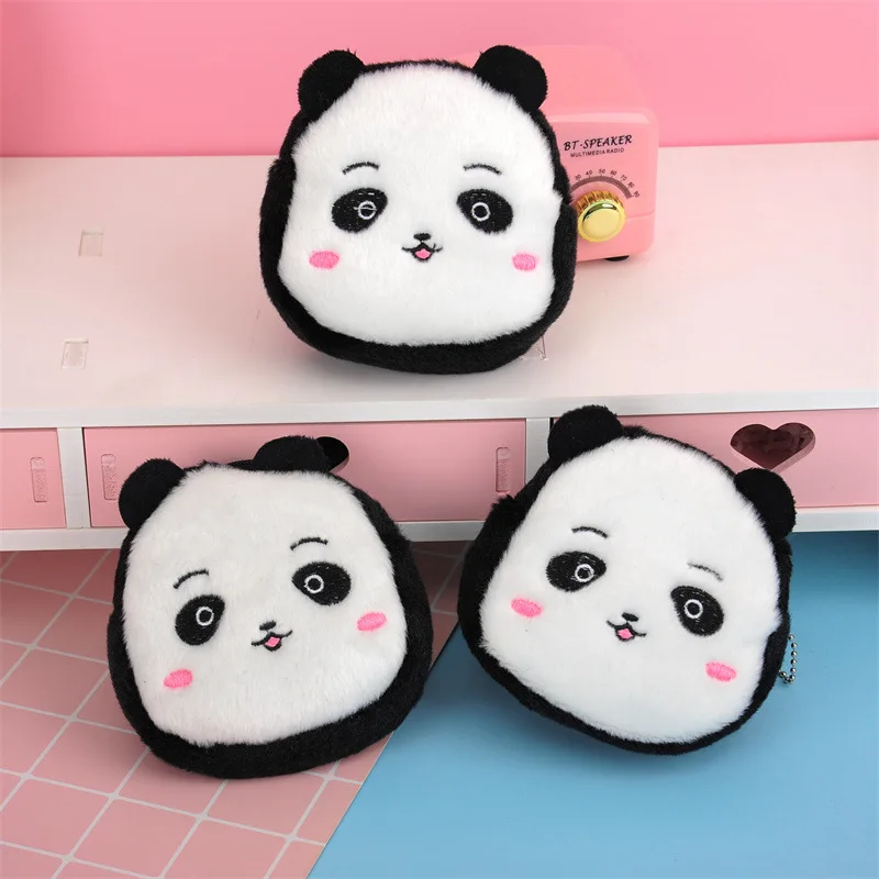 Cute plush coin purse panda animal coin purse zipper coin purse USB wired headset mini bag key bag children's birthday gift 5