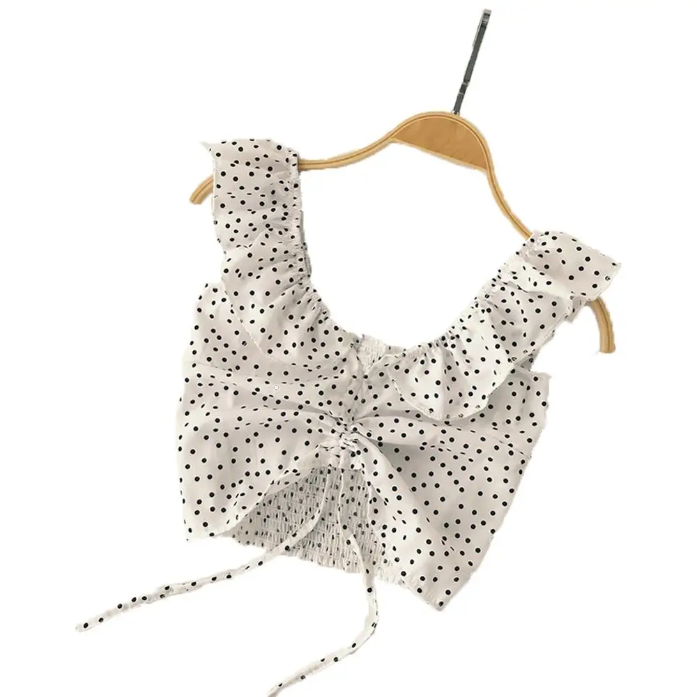 

Fashion Summer Sexy Women Blouses Drawstring Ruffled Polka Dot Print elastic Slim Fit Crop Tops Clubwear Blouse for women female