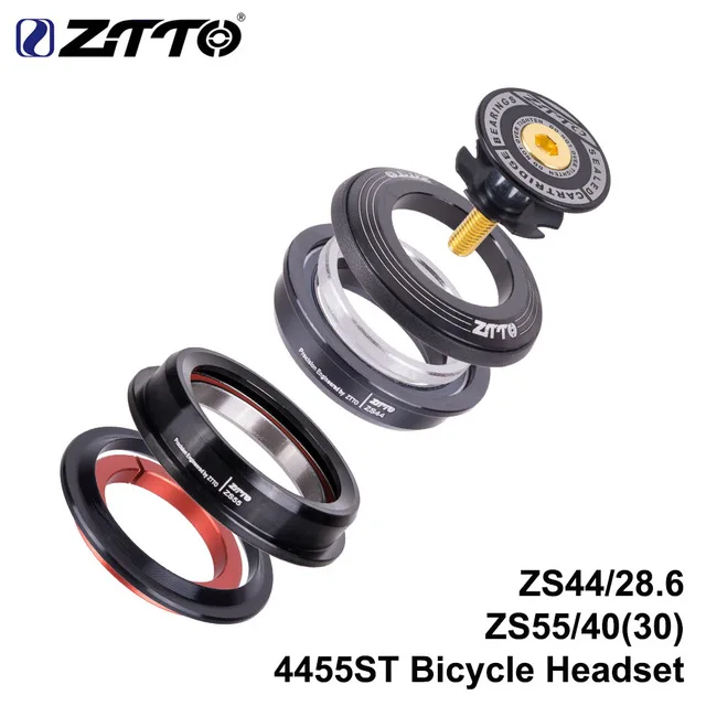 ZTTOMTB гарнитура ZS44 ZS55 коническая прямая универсальная 1,5 дюймов 28,6 мм передняя вилка для шоссейного велосипеда zero stack с чашкой 445STST - Цвет: 4455ST BLACK