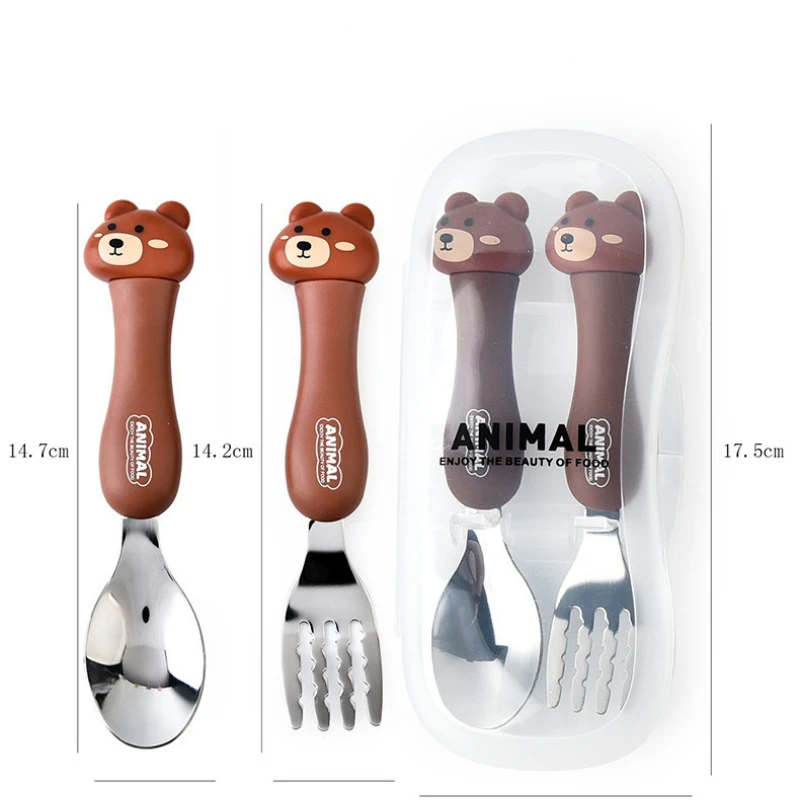 Tableware Cartoon Kids Spoon Fork Set Dessert Spoon for Children Fork Baby Gadgets Feed Kid Children's Cutlery for Kids Boxless 4 Tableware Cartoon Kids Spoon Fork Set Dessert Spoon for Children Fork Baby Gadgets Feed Kid Children's Cutlery for Kids Boxless