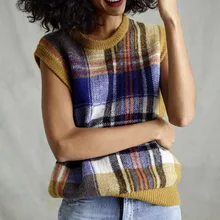 Женский мохер вязаный клетчатый жилет-осень/зима Дамы мохер клетчатый жилет Топ