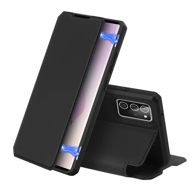 Business Leather Magnetic Flip Case For Samsung Galaxy Note20 S20 Ultra Note 10 Plus A51 A71 Wireless Charging Cover Card Slot black