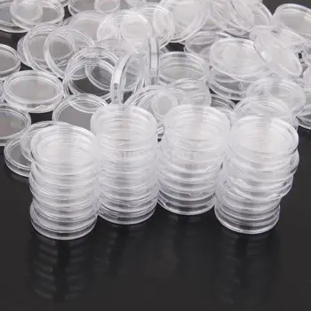 

200pcs 27mm Clear Coin Capsules Containers Boxes Coin Holders Round Case