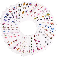 55 шт./компл. Mix с цветочным дизайном, переводятся с помощью воды слайдер обертывания Блеск порошок для ногтей Стикеры наклейка салон аксессуары для Красота SABJC55