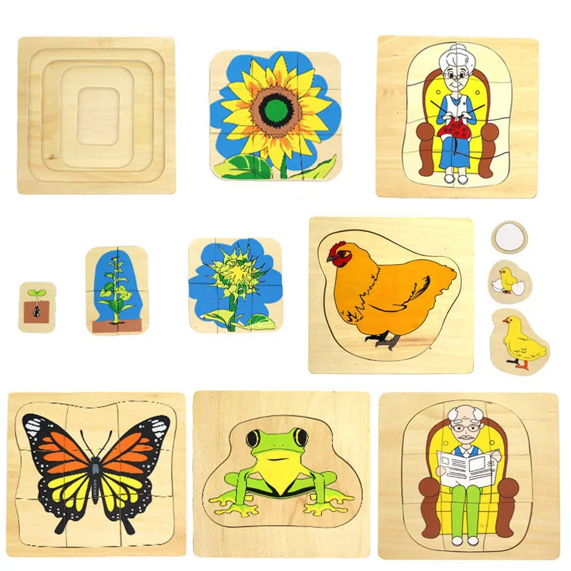

Montessori Animal And Plant Growth Jigsaw Puzzle Figure Jigsaw Puzzle Kindergarten Early Educational Teaching Aid Educational EN