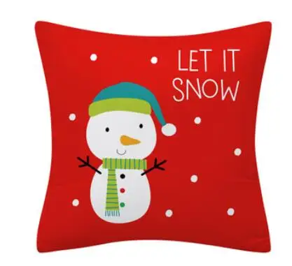 Christmas Cushion 45*45 Merry Christmas Santa Claus Red Pillows Decorative Throw Pillow Polyester White Snowman Pillowcase 