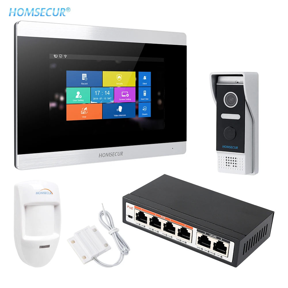 HOMSECUR 7 дюймовый смартфон IP Cat6 с поддержкой видео и аудио Интерком электрическим