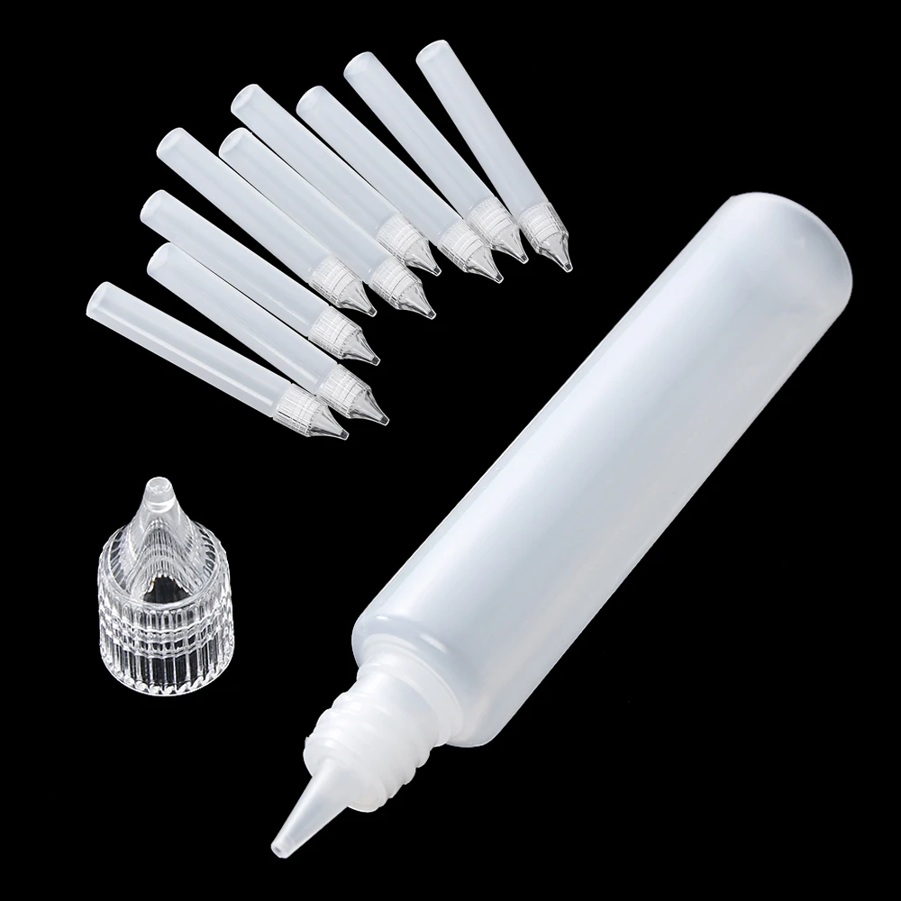 5pcs/set 15ml/30ml White Plastic Glue Applicator Needle Squeeze Bottles