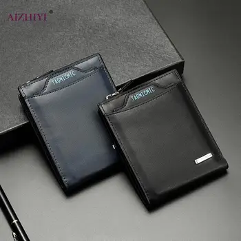

Men Short Wallet Multi-slots PU Leather Zipper Purse Solid Color Card Bags Casual Male Coin Pocket Wallet