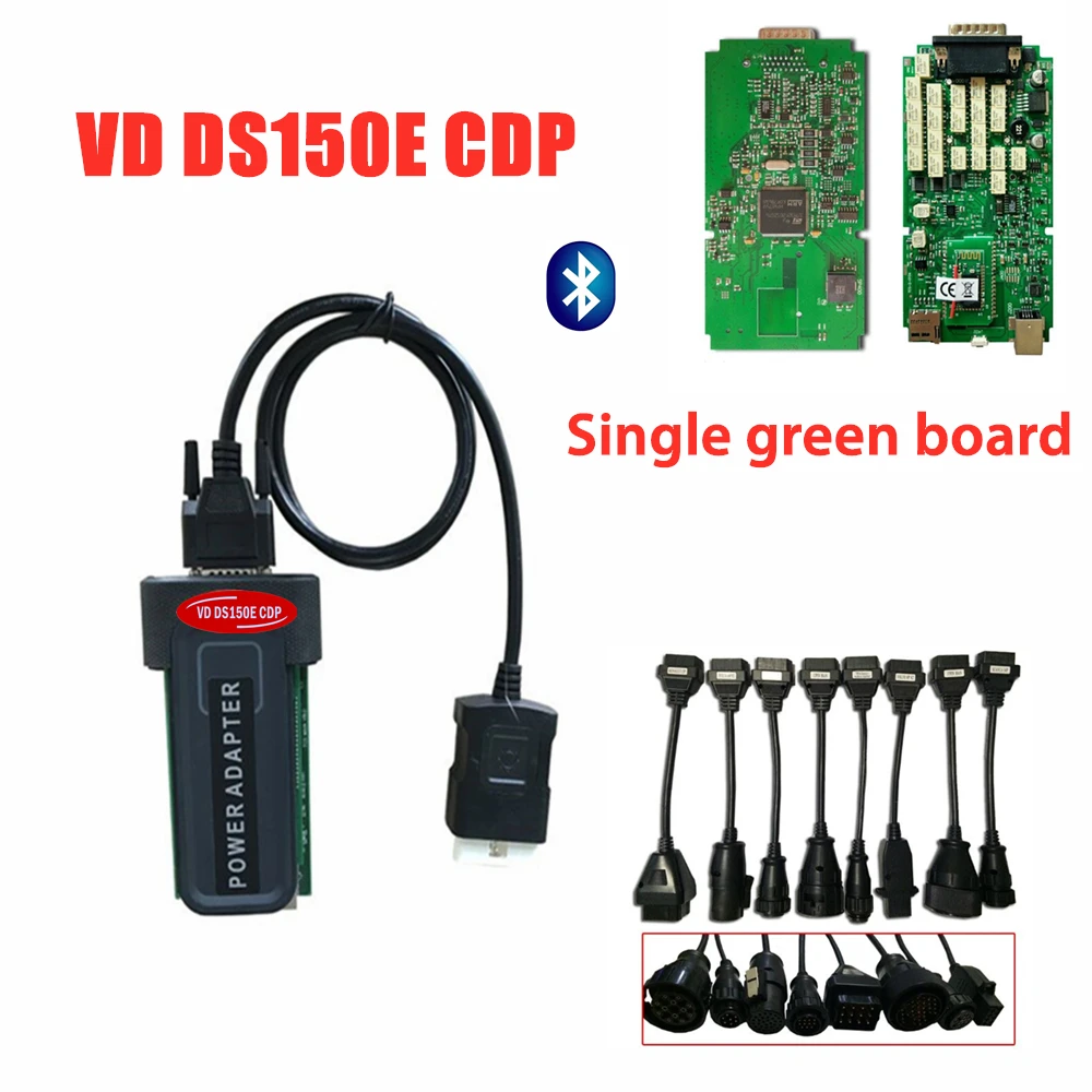 VD TCS C-D-P 2016R0/2015R3 keygen с Bluetooth сканер для delphis vd ds150e c-d-p obd obd2 автомобильный диагностический инструмент+ 8 шт. грузовых кабелей - Цвет: with bluetooth