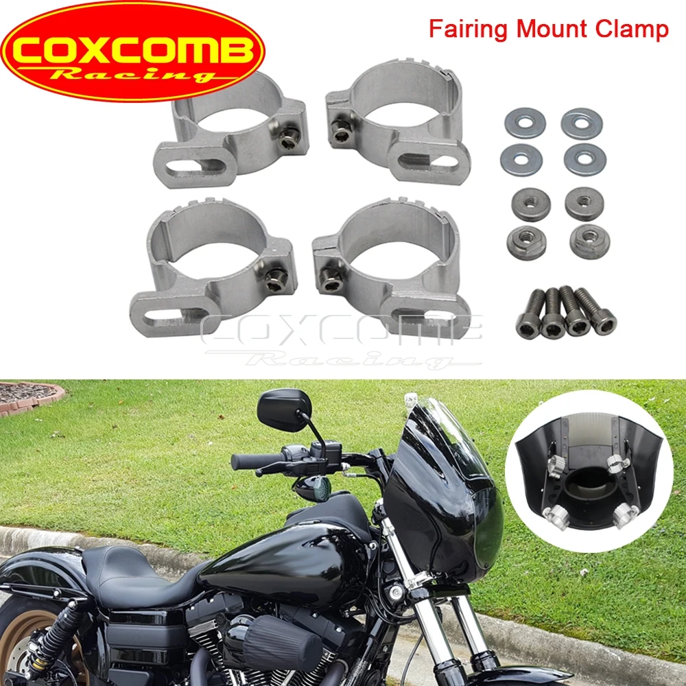 thumbnail image 2 of Motorcycle Quarter Fairing Clamp Mount - Chrome 35-50mm Fork Compatible With Sportster 2 of 12