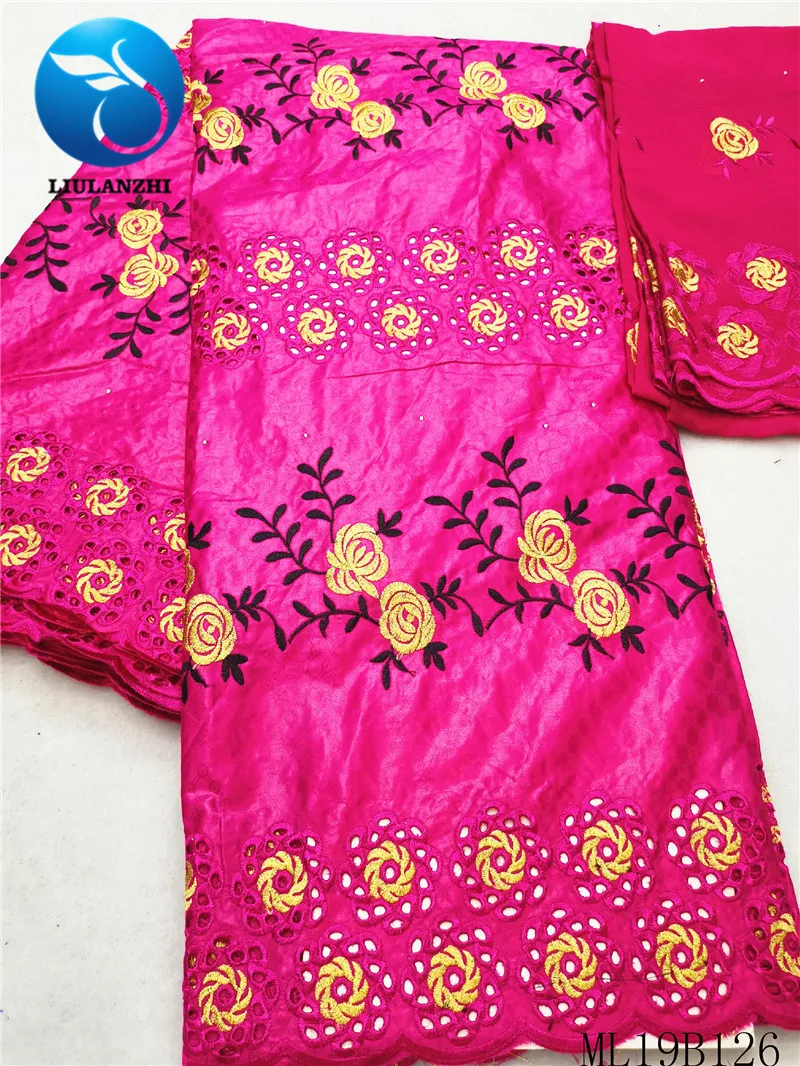 

LIULANZHI Bazin african fabrics 2019 New embroidery flowers cotton riche getzner with stones nigerian bazin lace ML19B126
