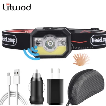 

XP-G Q5 Sensor Headlamp Head Lamp Headlight Waterproof Led Built in Usb Rechargeable Battery Running Lights Bulbs Litwod 5w
