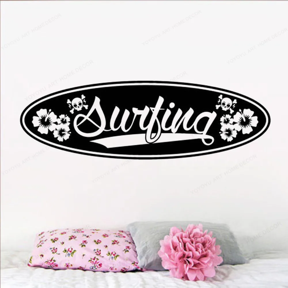 

Surfing Vinyl Wall Decal Surfboard wall sticker Surfer Beach removable wall art mural JH471