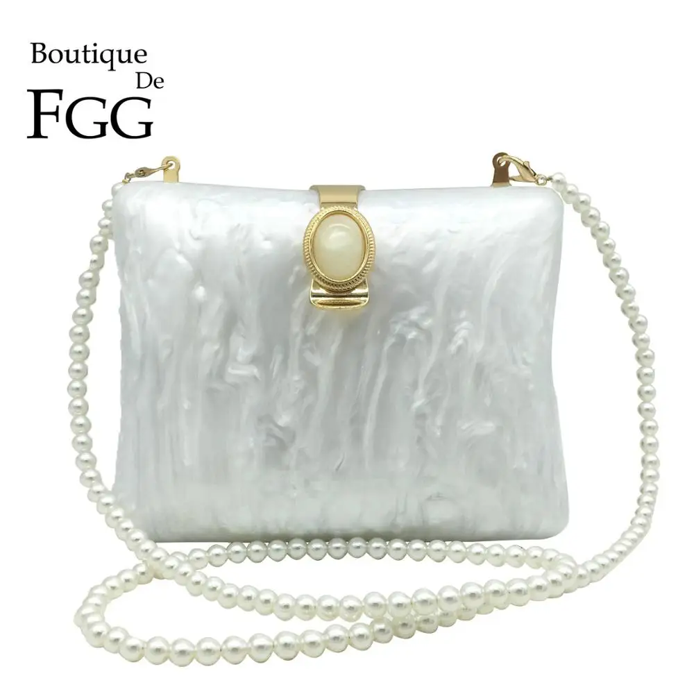 

Элегантные женские клатчи Boutique De FGG с перламутром, акриловые вечерние сумочки, вечерние коктейльные кошельки на плечо, сумка через плечо