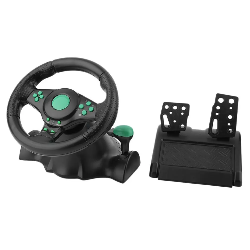 

Racing Game Steering Wheel For XBOX 360 PS2 For PS3 Computer USB Car Steering-Wheel 180 Degree Rotation Vibration With Pedals