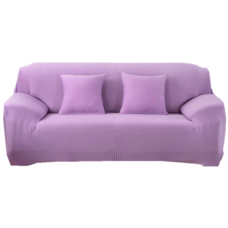 Одноцветный полиэфирный чехол для дивана с высокой эластичностью, нескользящий чехол для дивана, универсальная защитная крышка для мебели, стула - Цвет: Light Purple