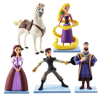 

11cm 5pcs/set Tangled Rapinzel Princess PVC Action Figure Toys Bundle Flynn Pascal Maximus Magic Girl Cartoon Dolls