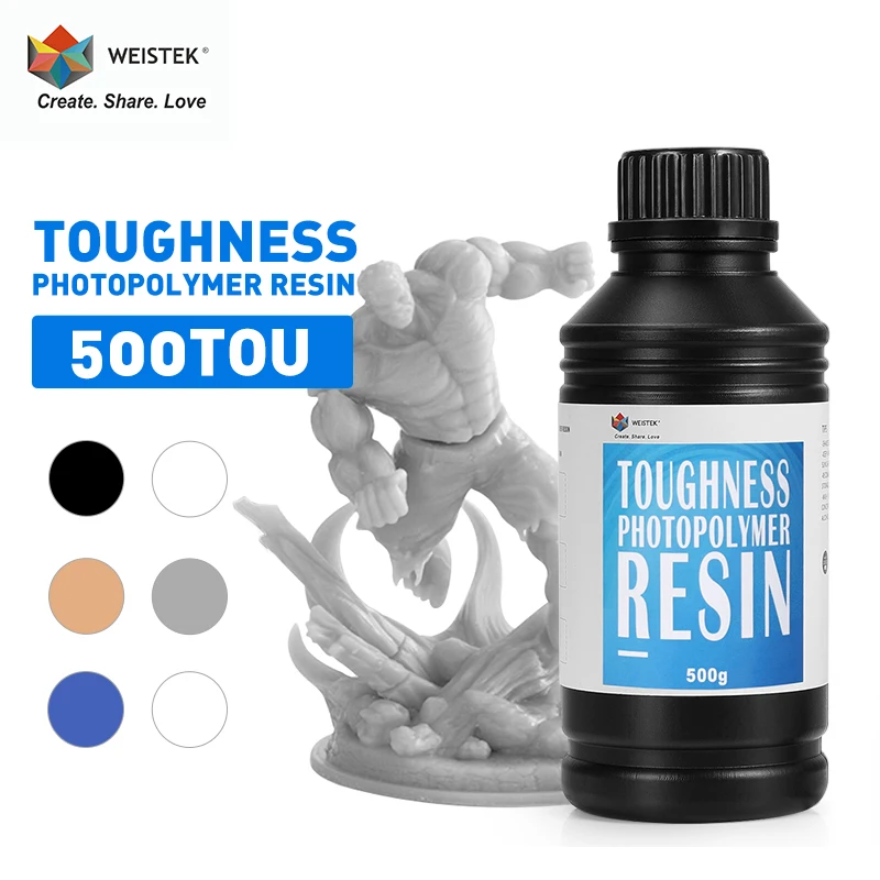 WEISTEK-resina UV de alta dureza para impresora 3D, fotopolímero resina sensible, fotopolímero, 500g, 405nm