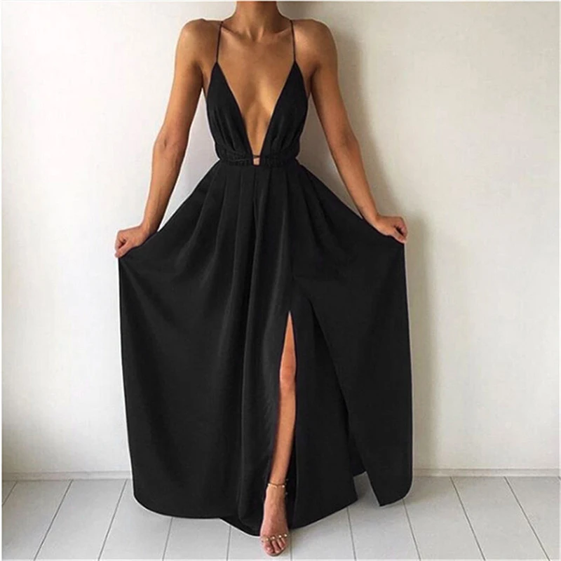 Сексуальное длинное женское платье без рукавов с открытой спиной Boho подружки