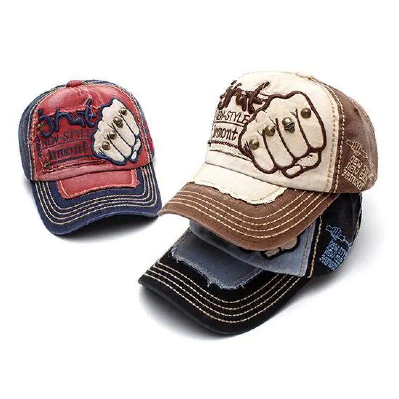 

Outdoor Cap Adjustable Fashion The Fist Cowboy Shade Cotton Hat Rivets Gorras Hip Hop Men Women Baseball Cap Sports Models