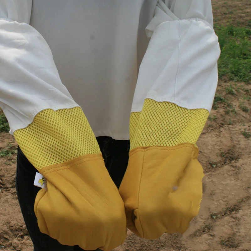 1 пара защитные перчатки для пчеловодства сетчатая козья пчелиная Кожа Вентилируемые с длинными рукавами инструменты для пчеловодства