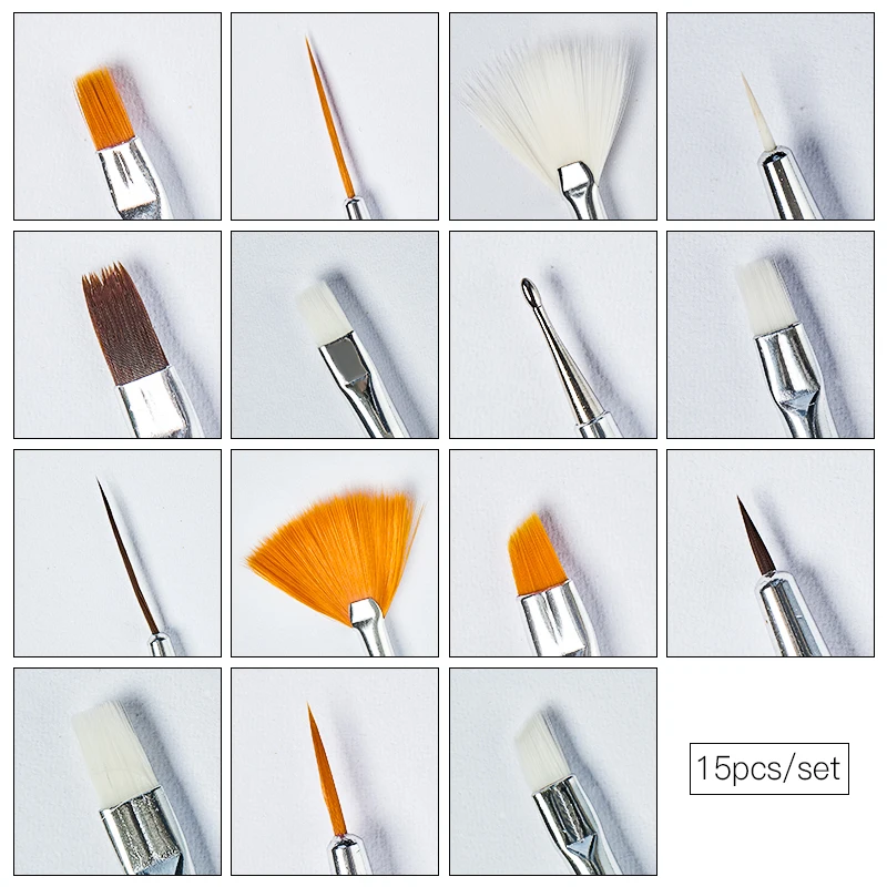 Nail Brush Set UV Gel Brush Liner Painting Pen Acrylic Drawing Brush for Nails Gradient Rhinestone Handle Manicure Nail Art Tool