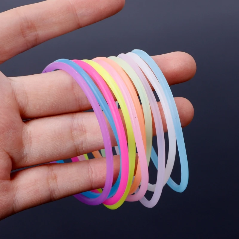 Night Luminous Bracelets Wristband Gummy Silicone DIY Rubber Hairbands 10PCS