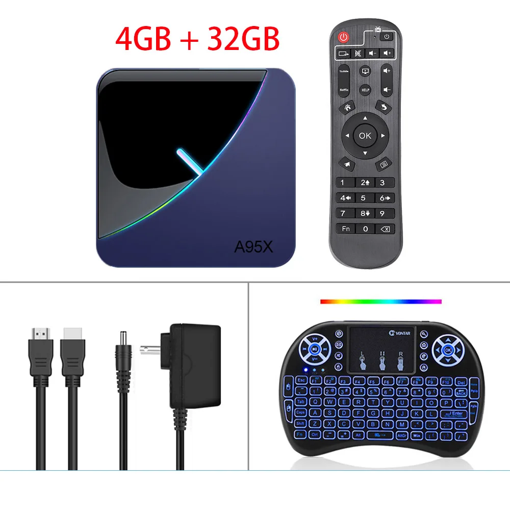 4G 32G LEMFO RGB светильник ТВ приставка Android 9,0 A95X F3 4 Гб 64 ГБ 32 ГБ S905X3 Amlogic Wifi BT ТВ приставка YouTube 1080P 2G 16G медиаплеер - Цвет: 4G 32G