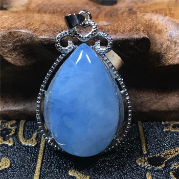 

Genuine Blue Aquamarine Pendant For Women Lady Crystal Water Drop 36x24x12mm Beads Natural Stone Necklace Pendant Jewelry AAAAA