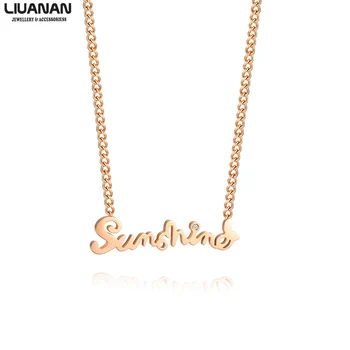 

0.5ct Diamond You're My Sunshine Stainless Steel Pendant Necklaces for Women Lover Valentine's day Gift Roman Numerals Necklace